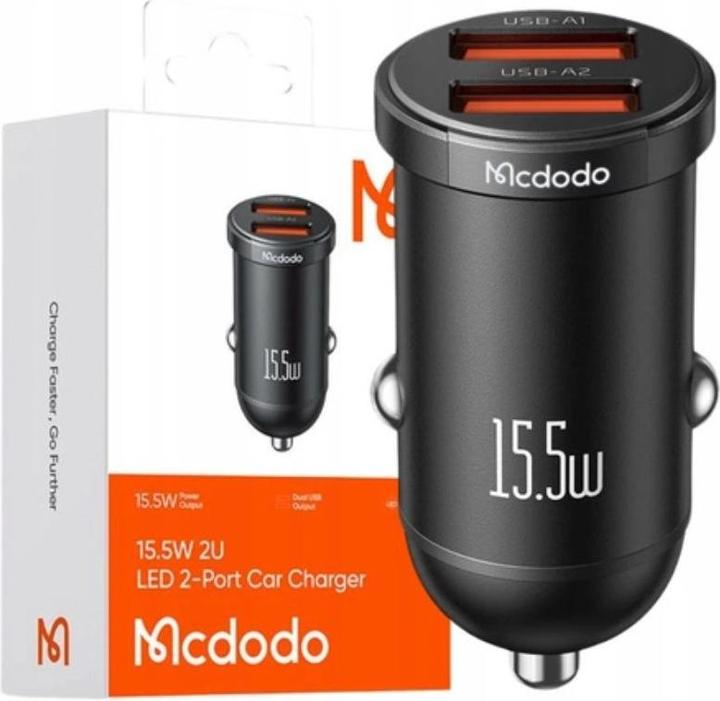 Image du produit Mcdodo CC-2950 chargeur de voiture, 2x USB, 15.5W (noir)