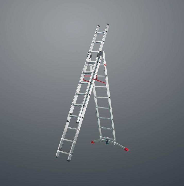 Produktbild Hailo S100 ProfiLOT, Aluminium Kombileiter 3-teilig, 2x9 + 1x8  Sprossen (Stehleiter, 19 cm)