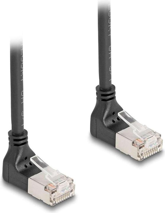 Actual product image Delock RJ45 network cable Cat.6A S/FTP Slim 90° top / top (S/FTP, CAT6a, 3 m)
