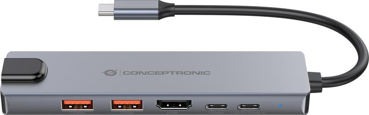 Actual product image Conceptronic Dock 6-in-1 USB-C->HDMI,2xUSB-A,USB-C,GbE (USB-C, 6 ports)