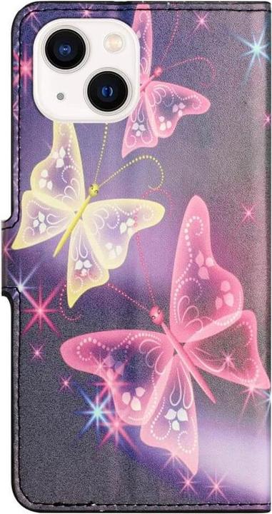 Produktbild Cover-Discount iPhone 14 Plus - Leder Etui Hülle Schmetterling violett (Apple iPhone 14 Plus)