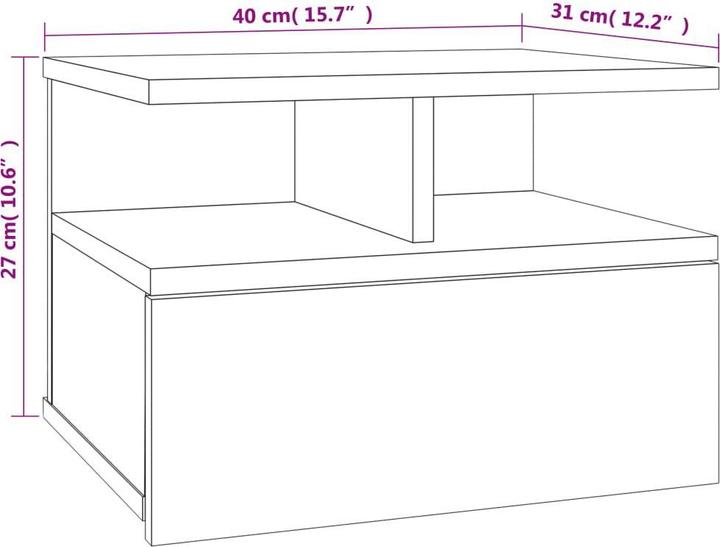 Immagine prodotto vidaXL Schwebender Nachttisch (40 x 31 x 27 cm)