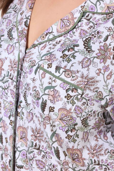 Produktbild Ulla Popken Pyjama, Blüten, Reverskragen, Halbarm, Taschen (54)