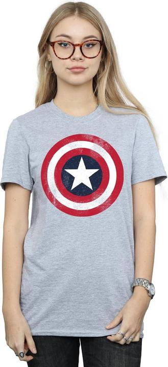 Produktbild Captain America Distressed Schild Baumwolle Boyfriend TShirt (S)