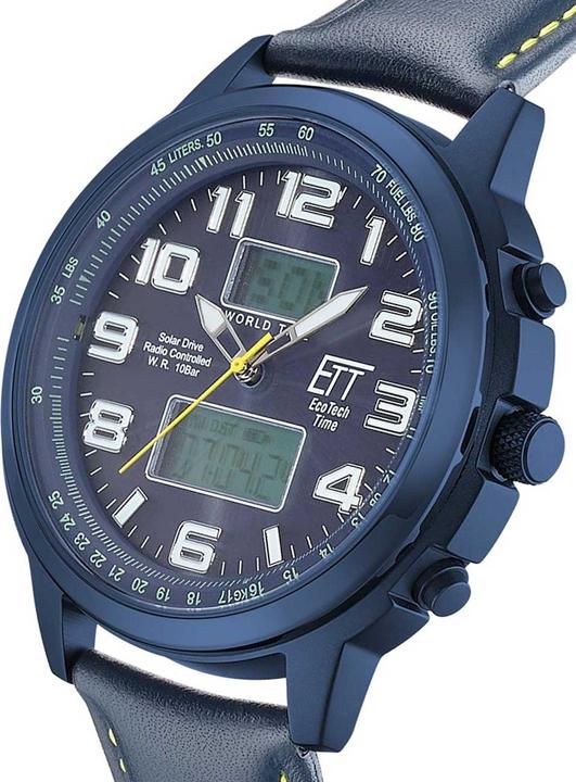 Actual product image ETT EGS-11450-32L Solar Drive Radio Control Hunter II Mens Watch 48mm 10ATM (Radio-controlled clock, Digital watch, Analogue wristwatch, 48 mm)