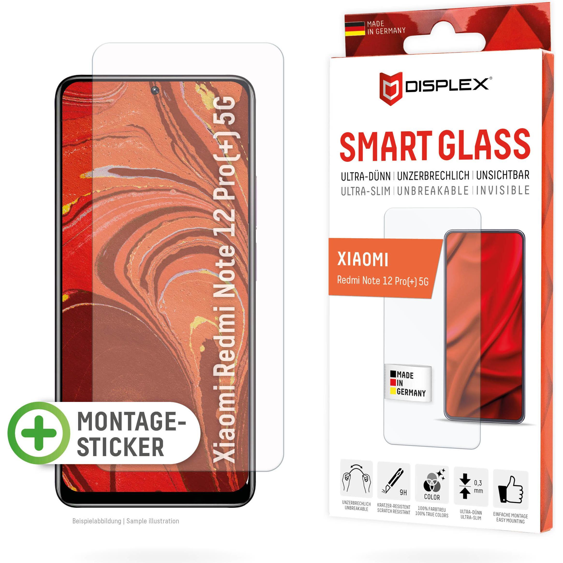 Displex Smart Glass, Displayschutzfolie (1 Stück, Xiaomi Poco X5 Pro, Xiaomi Redmi Note 12 Pro+ 5G), Smartphone Schutzfo...