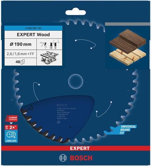 Produktbild Bosch Professional Zubehör EXPERT Wood Kreissägeblatt, 190x30 mm, T48