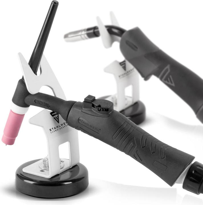 Actual product image Stahlwerk Welding torch holder with magnetic stand white Wig Mig Plasma