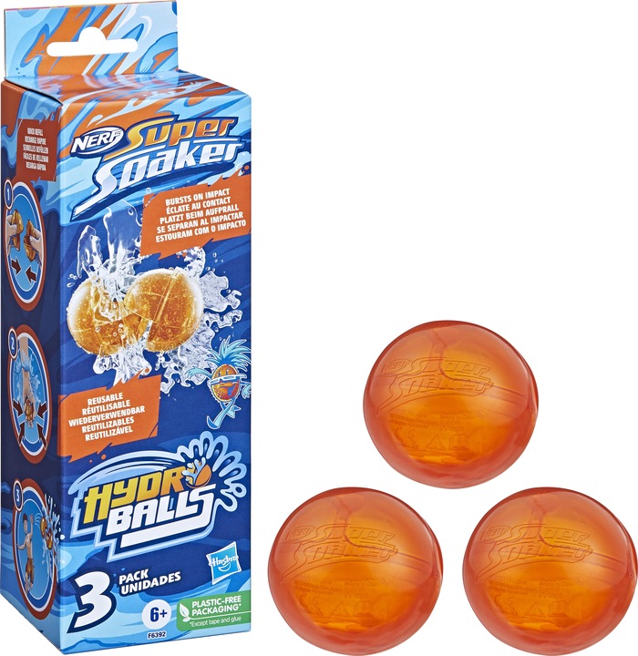 Immagine prodotto Nerf Super Soaker Hydro Balls confezione da 3 palline riutilizzabili e riempibili con acqua.