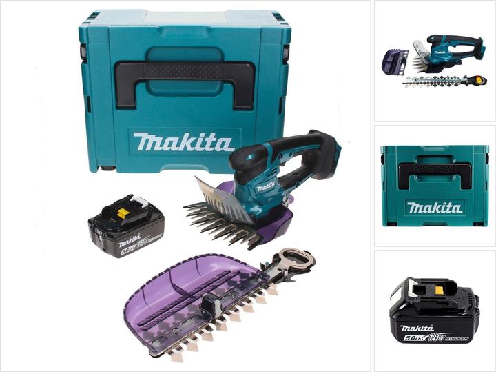 Produktbild Makita DUM 604 T1XJ Akku Grasschere 18 V mit Gras- und Strauchscherblatt + 1x Akku 5,0 Ah + Makpac (Akkubetrieb)