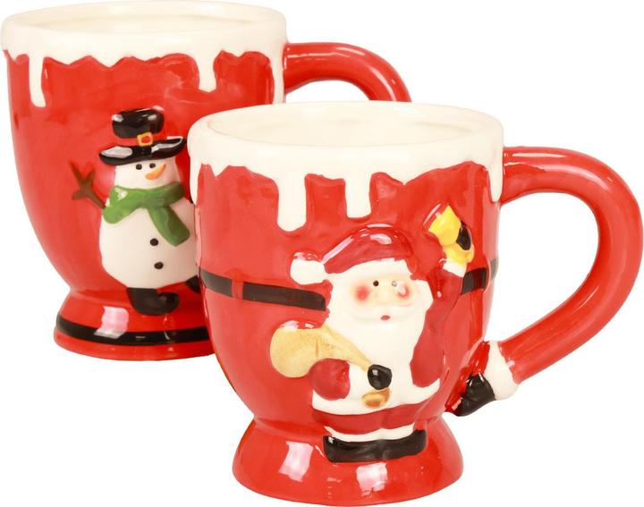 Produktbild Viana Weihnachtstassen tassen mit Weihnachtsmann und Schneemann Motiv, 2er Set (2 x)