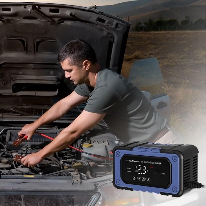 Produktbild Qoltec Prostownik do akumulatora z funkcją naprawy | Inteligentna mikroprocesowa ładowarka| 12V | (12V, 6 A)