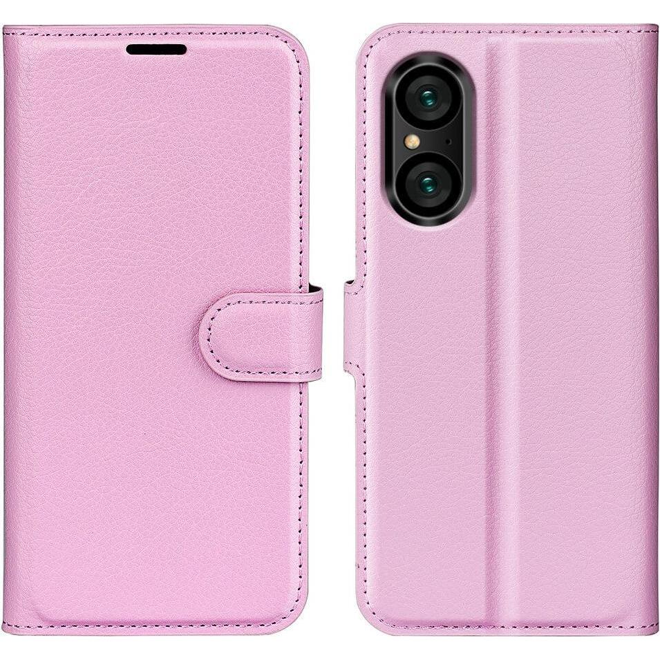 Cover-Discount Sony Xperia 5 V - Leder Etui Hülle rosa (Sony Xperia 5 V), Smartphone Hülle, Rosa