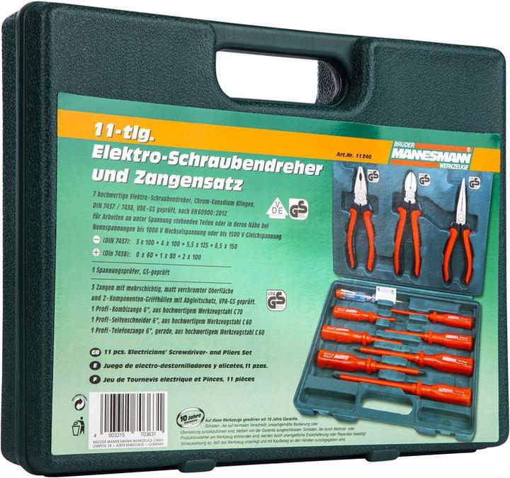 Actual product image Mannesmann Electrician tool set in the box (11 pieces)