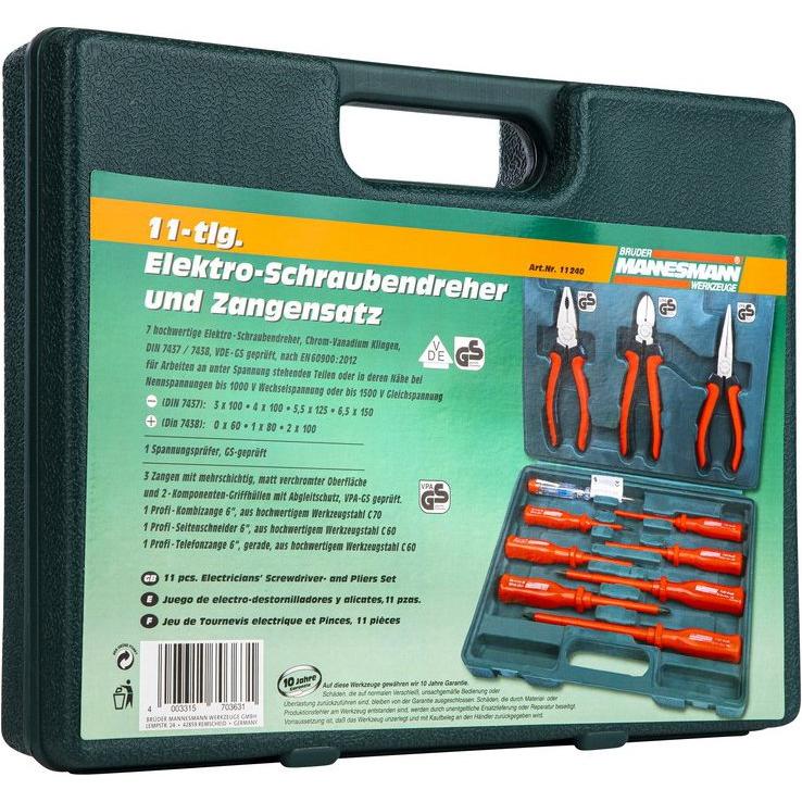 Thumbnail - Mannesmann, Werkzeugkoffer, Elektriker Werkzeugset im Koff (11 Teile)