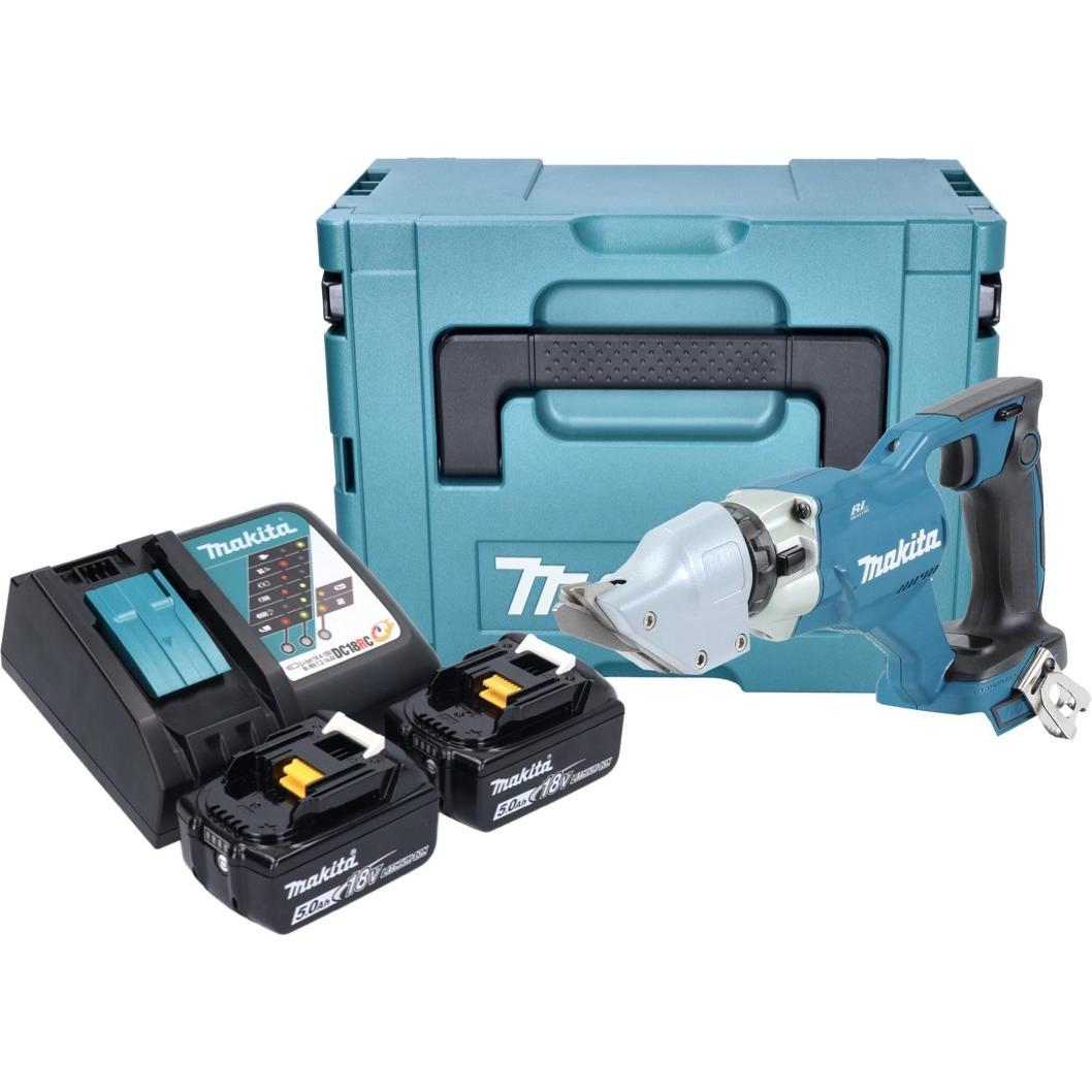 Thumbnail - Makita, Elektroblechschere, DJS 200 RTJ Akku Blechschere 18 V 2,0 mm Brushless + 2x Akku 5,0 Ah + Ladegerät + Makpac