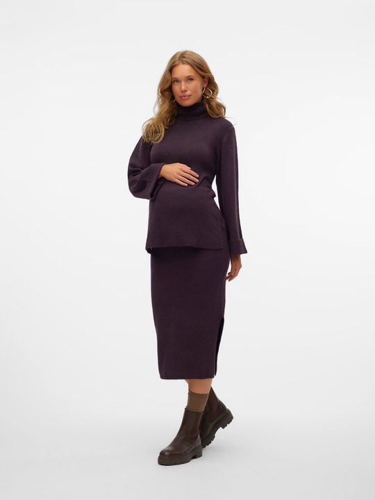 Produktbild Mamalicious Rollkragen Umgeschlagene Ärmelbündchen Weite Ärmel Pullover Strickpullover (XL)