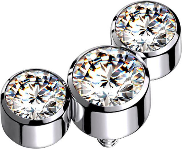 Immagine prodotto Star Piercing Ancora dermica argento tre cristalli argento (senza ottone, Titanio)