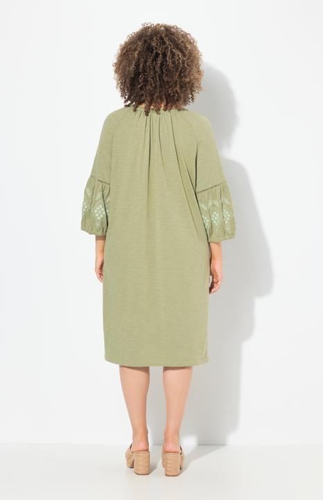 Produktbild Ulla Popken Jerseykleid, Stickerei, A-Linie, Tunika-Ausschnitt, 3/4-Arm (60)