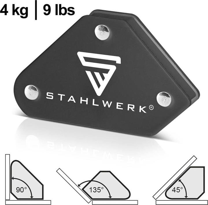 Actual product image Stahlwerk Welding angle 4-piece set magnet 4 kg 9 lbs welding magnet magnetic angle