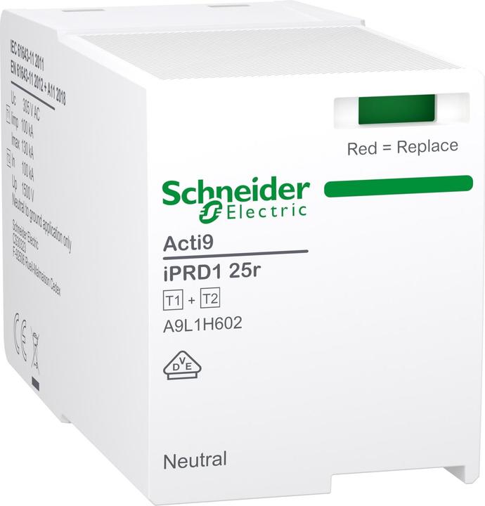 Schneider Modulo di protezione sostitutivo per scaricatore combinato iPRD1 25r 3P+N, tipo 1+2, modulo N-PE