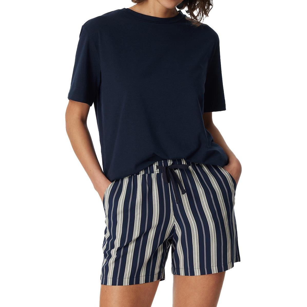 Schiesser, Damen, Pyjama, Night & Home Schlafanzug, Blau, (36)