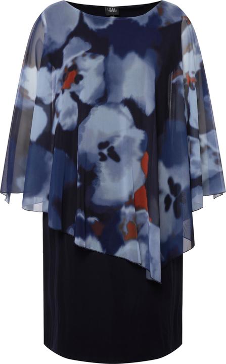Image du produit Ulla Popken Robe à fleurs et col rond. Effet de superposition et manches 3/4 (50, 52)