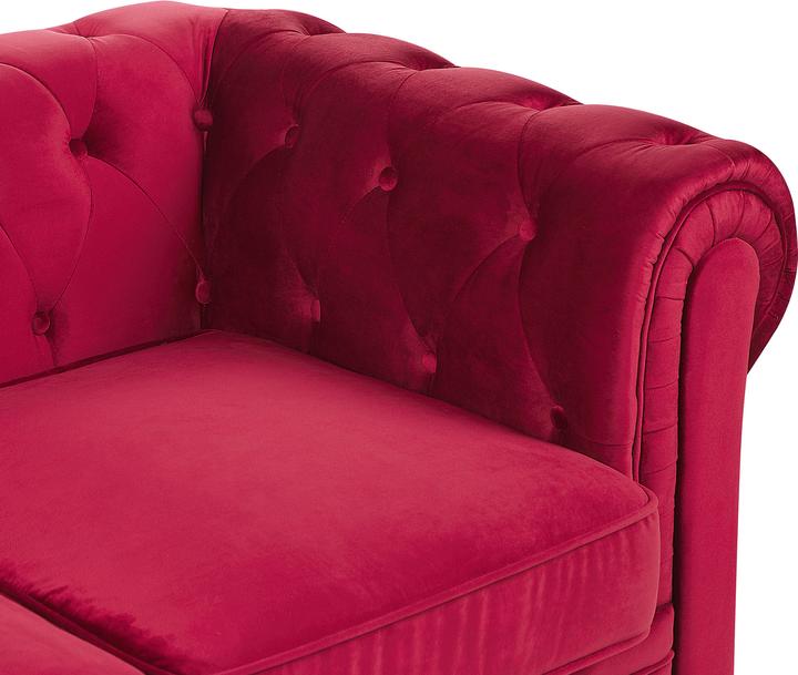 Produktbild Beliani Sofa Set Samtstoff dunkelrot 4-Sitzer CHESTERFIELD (Chesterfield)