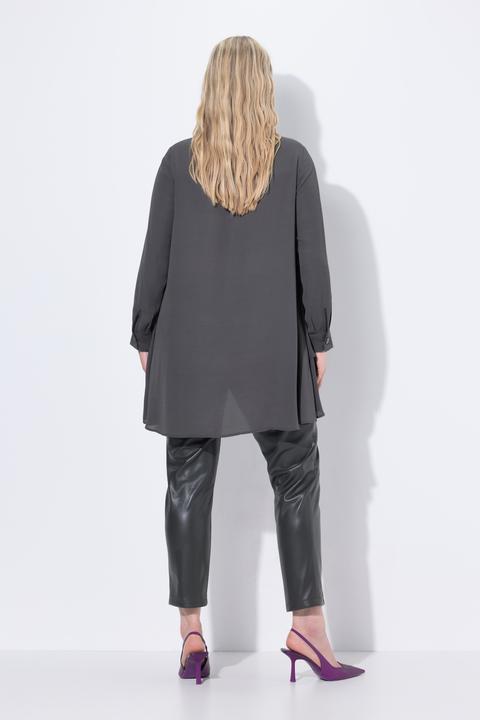 Actual product image Ulla Popken Layered Look Long Sleeve Collared Tunic Blouse (46, 48)