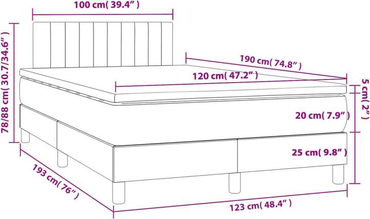 Produktbild vidaXL Boxspringbett (120 x 190 cm)