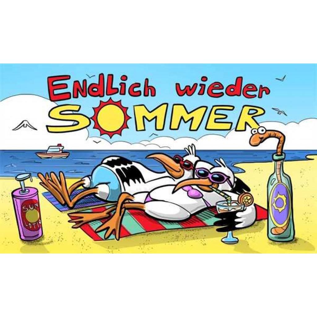trends4cents, Fahne, Flagge ENDLICH WIEDER SOMMER 90 x 150 cm mit 2 Messingösen