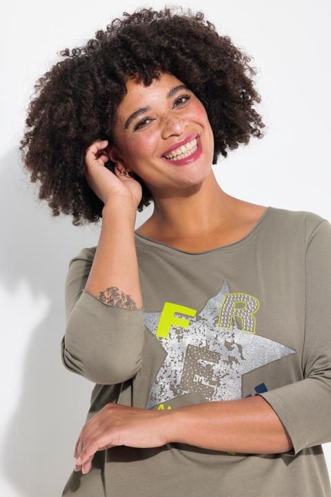 Produktbild Angel of Style T-Shirt, Glitzer-Stern, offenkantige Abschlüsse (44)