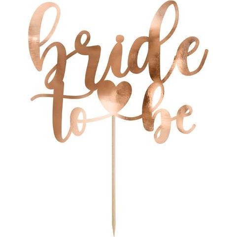 Partydeco Cake topper Bride to be, 17.5 cm, rose gold (1 pkt / 1 pc.)