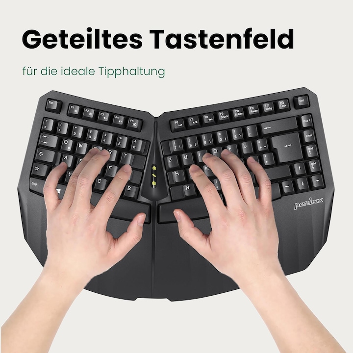 Produktbild Perixx PERIBOARD-613 DE B, Kabellose kompakte ergonomische Tastatur, schwarz (DE, Kabellos)
