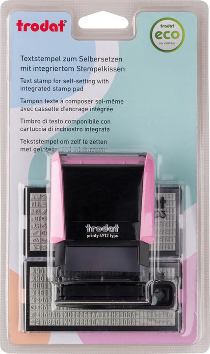 Actual product image Trodat Typomatic Printy 4.0 Pastel Edition, self-inking stamp for self-setting