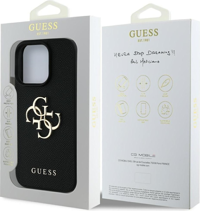 Produktbild Guess Hardcase PU Grained Big 4G and Classic Logo Case for iPhone 16 Pro Max 6,9" Black (Apple iPhone 16 Pro Max)
