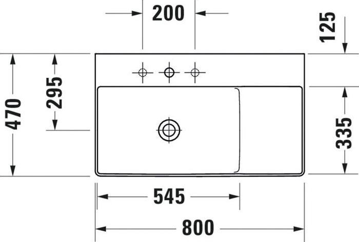 Produktbild Duravit Waschtisch DURASQUARE o ÜL m HLB Be li 800x470mm o HL weiss (470 mm, 800 mm)