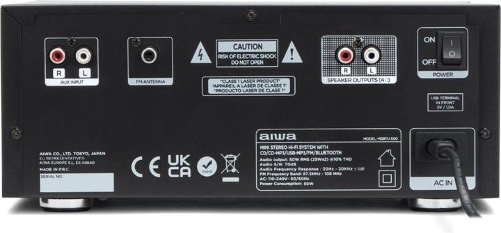 Actual product image Aiwa MSBTU-550 Mini Stereo Hi-Fi System (Bluetooth, CD player)