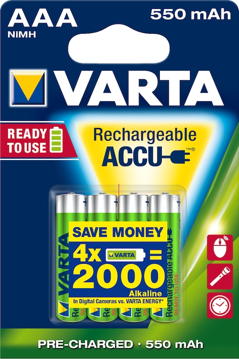 Varta Micro (AAA) batteria NiMH Ready2Us (4 pz., AAA, 550 mAh)