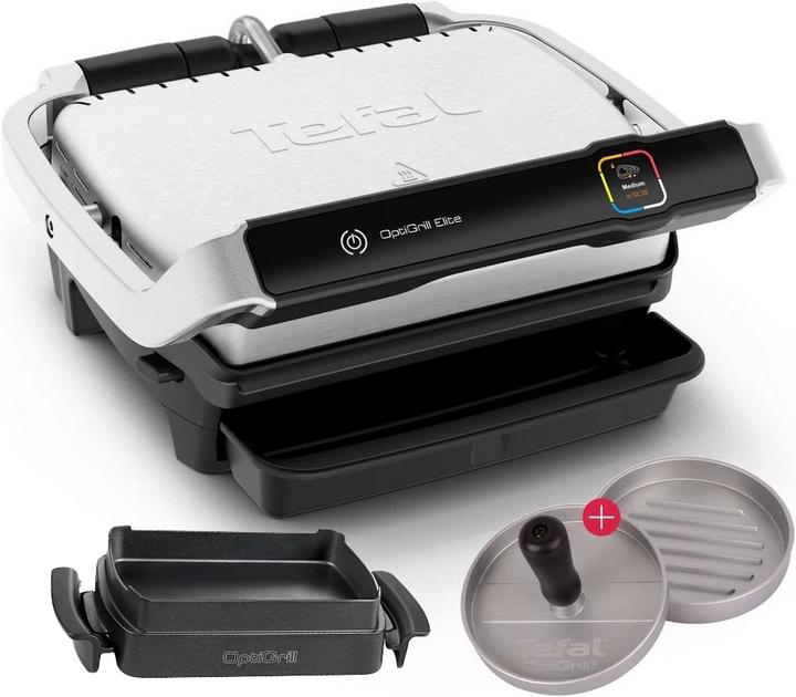 Tefal GC750D Optigrill Elite + XA7258 Backschale + W875 Hamburgerpresse