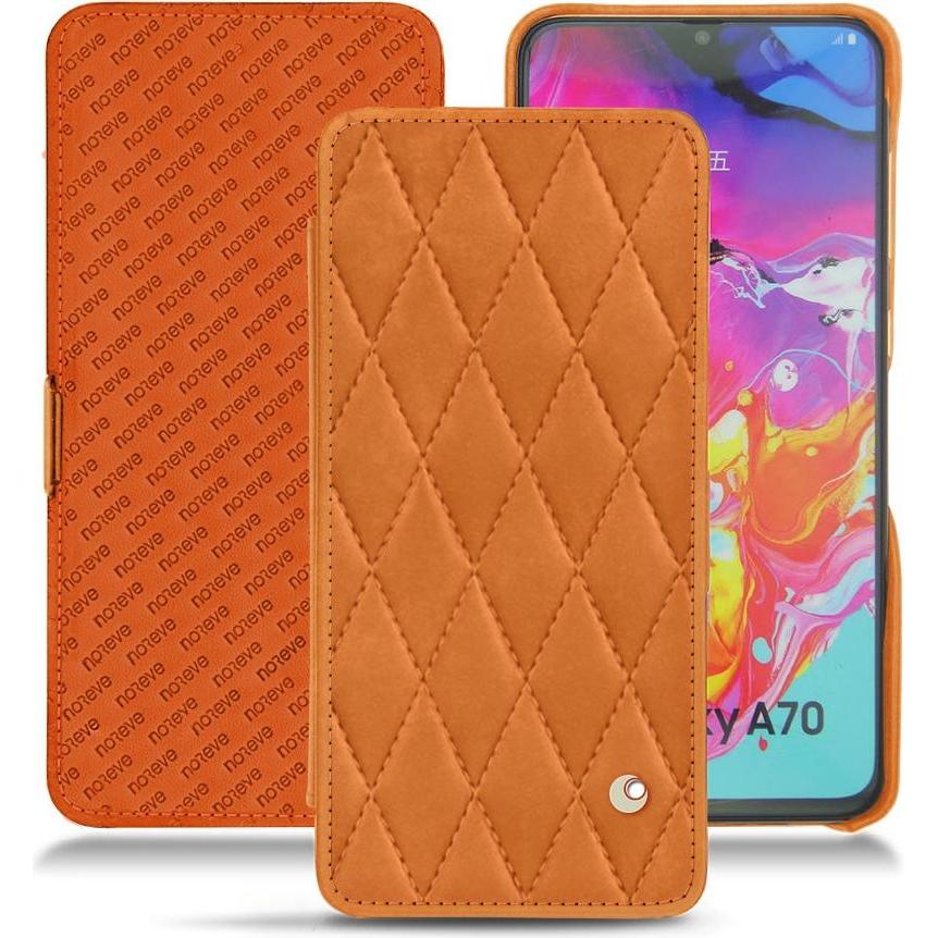Noreve Lederschutzhülle horizontal (Samsung Galaxy A70), Smartphone Hülle, Orange