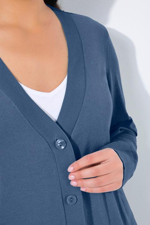 Produktbild Ulla Popken Strickjacke, V-Ausschnitt, Knopfleiste, Feinstrick (50, 52)