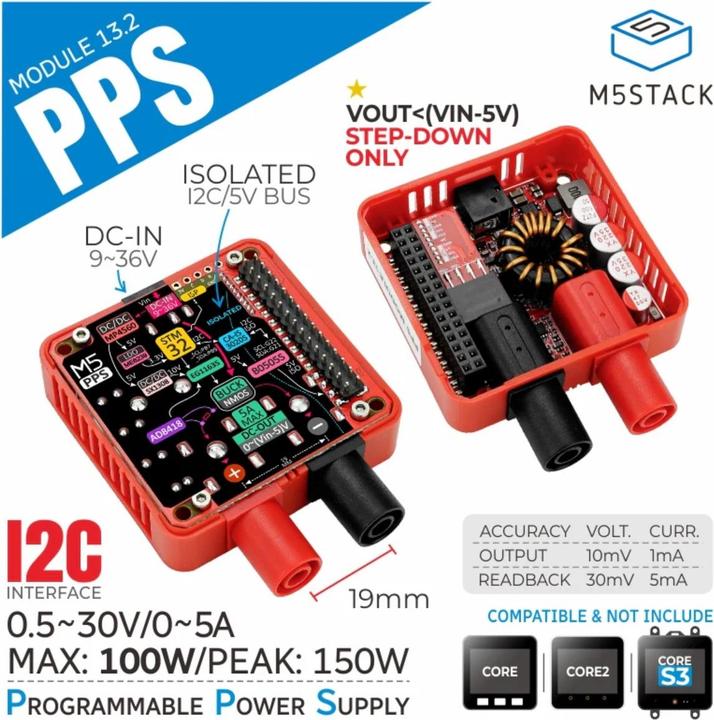 Produktbild M5Stack Modul 13.2 PPS Programmierbares Labor Netzteil 100W