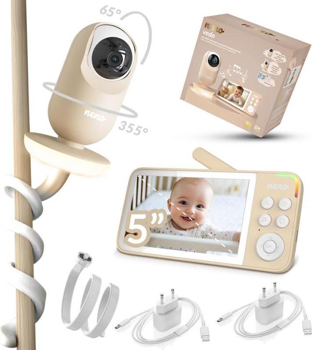Produktbild Neno VEDO CREAM Elektronische Baby-Nanny mit drahtlosem Empfänger (Babyphone mit Kamera, 300 m)