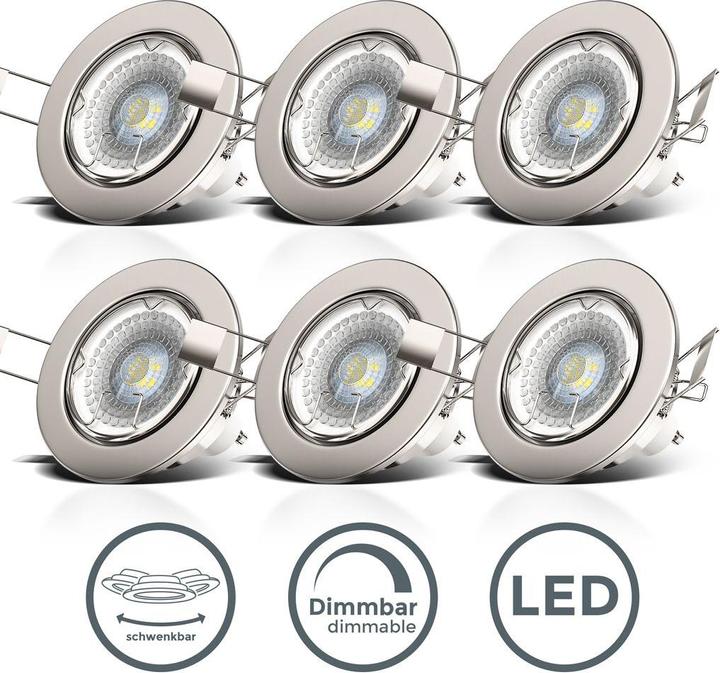 Immagine prodotto B.K.Licht Set di luci da incasso a LED, nichel opaco, 6xLED/GU10/5,5W (400 lm, GU10)