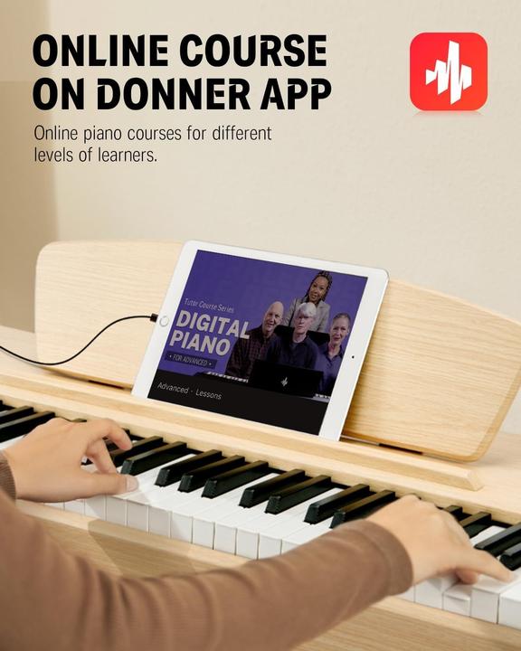 Image du produit Donner Piano numérique 88 touches avec mécanisme à marteaux, polyphonie 128 et connectivité USB-MIDI (88 Boutons)