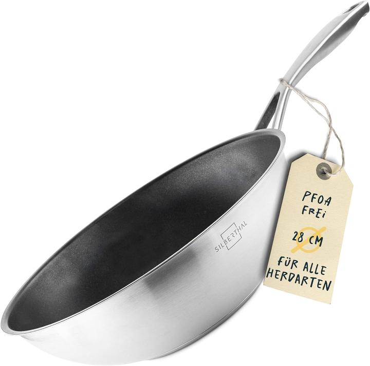 Image du produit Silberthal Poêle à wok (28 cm, Wok, Acier inoxydable)