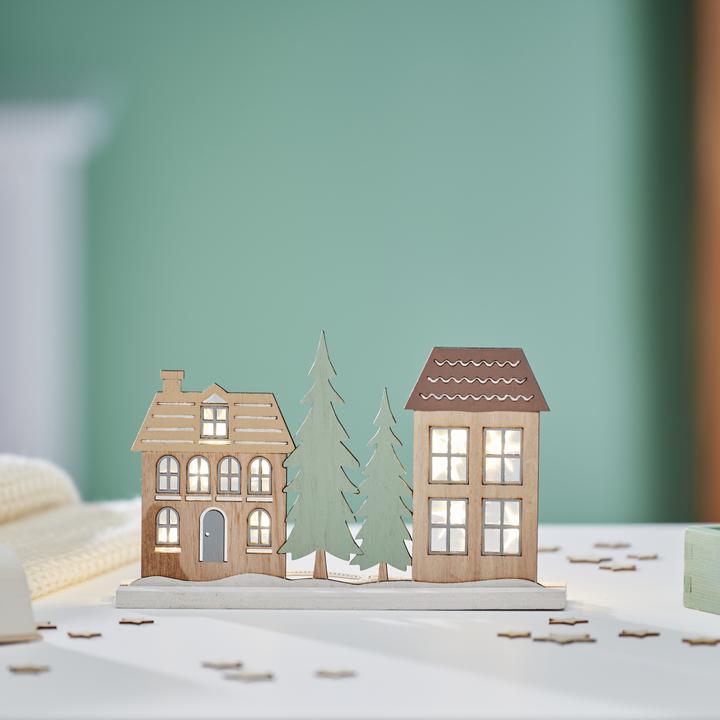 Produktbild VBS Holz-Steckmotiv "Häuser und Tannen", 2-tlg.