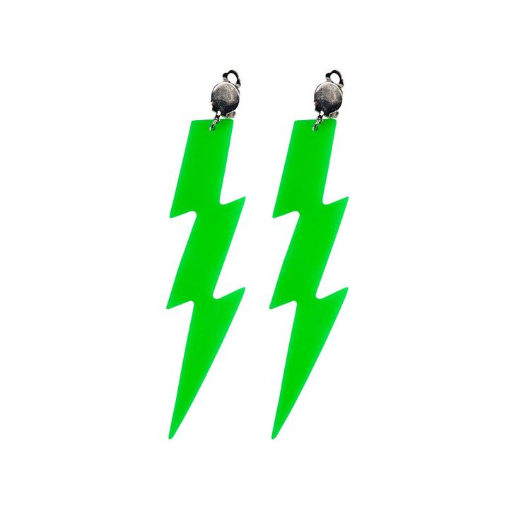 Actual product image Wicked Costumes 80's neon earrings flash in neon green