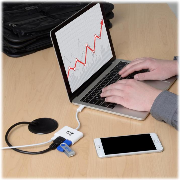 Actual product image Eaton USB-C to HDMI Adapter with USB-A Port and PD Charging HDCP White (USB-C, 1 portion)